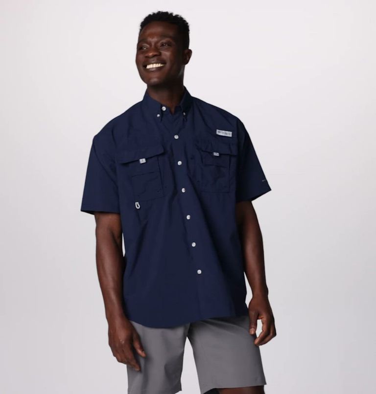 Men’s PFG Bahama II Short Sleeve Shirt, Color: Collegiate Navy