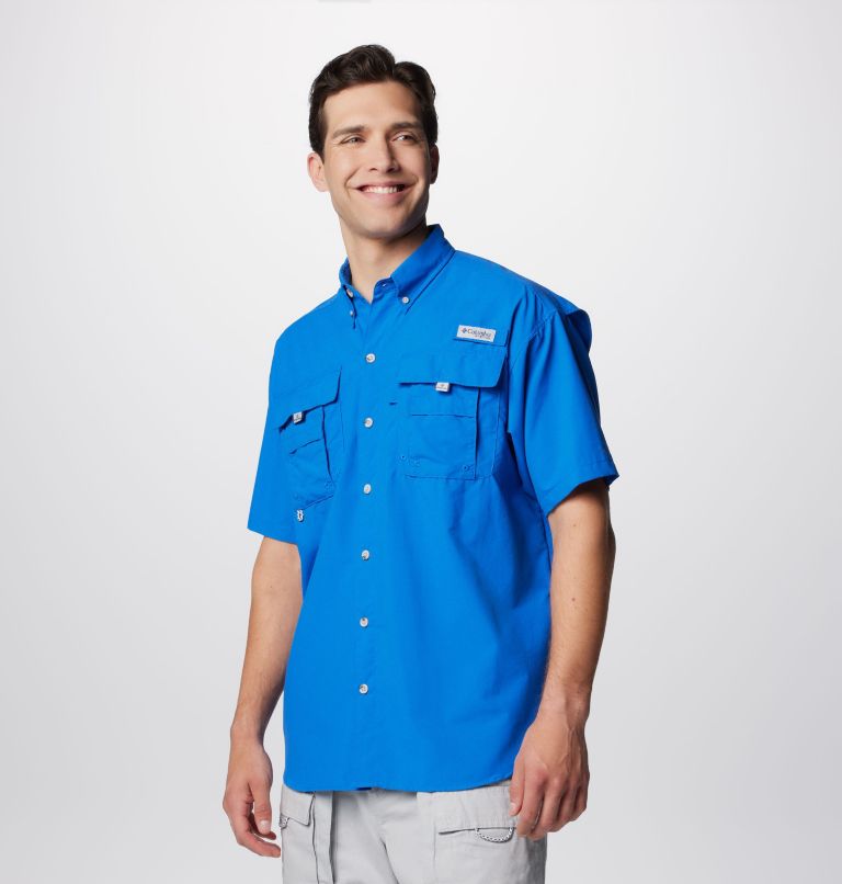 Thumbnail: Men’s PFG Bahama II Short Sleeve Shirt, Color: Vivid Blue, image 4