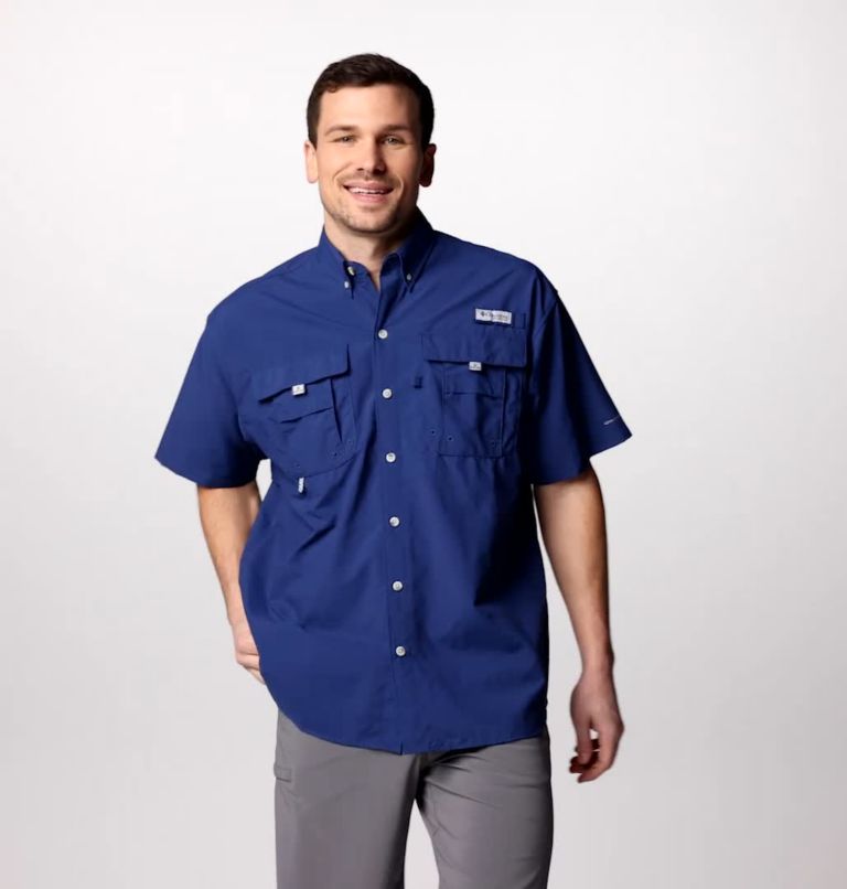 Men’s PFG Bahama II Short Sleeve Shirt, Color: Vivid Blue