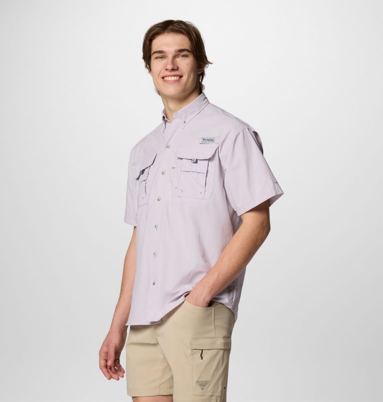 Men’s PFG Bahama II Short Sleeve Shirt, Color: Lavender Pearl, image 3