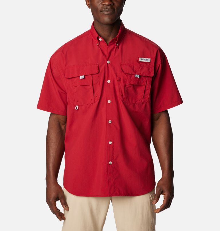 Men’s PFG Bahama II Short Sleeve Shirt, Color: Beet, image 1