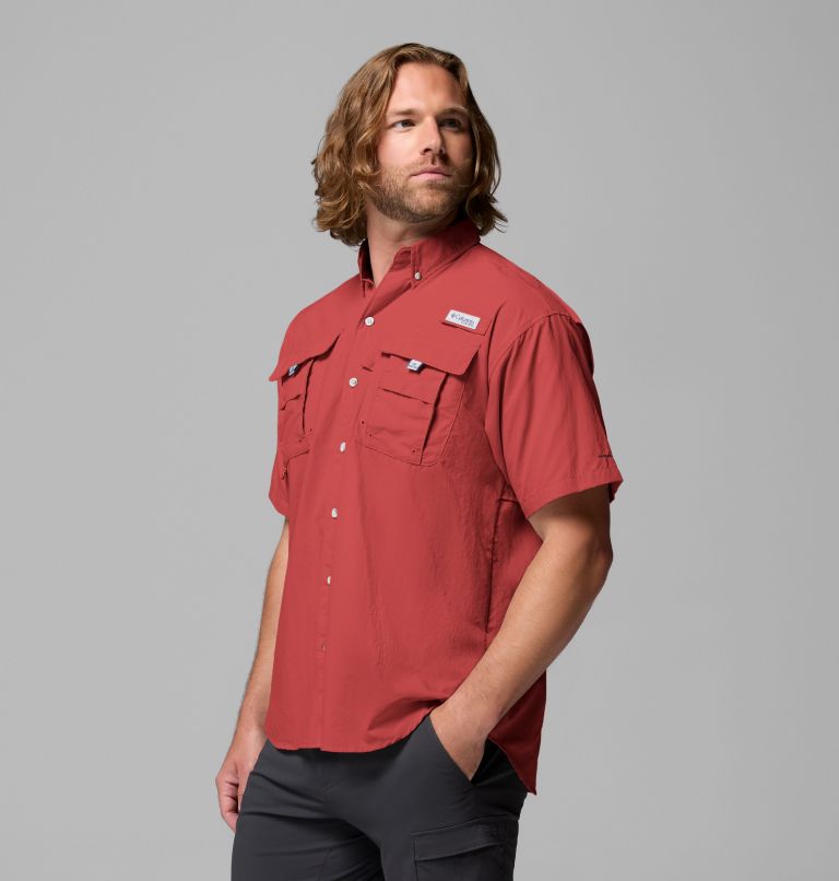 Men’s PFG Bahama II Short Sleeve Shirt, Color: Dusty Crimson, image 4