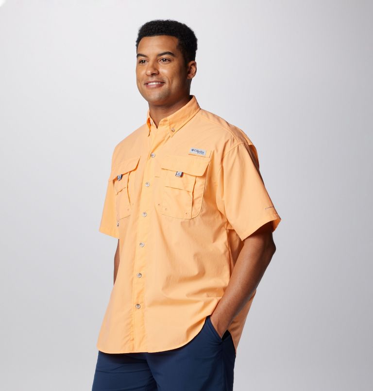 Thumbnail: Men’s PFG Bahama II Short Sleeve Shirt, Color: Bright Nectar, image 4