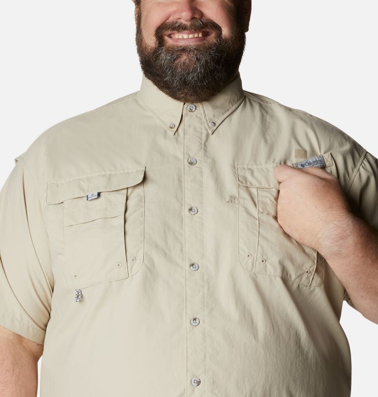 Thumbnail: Men’s PFG Bahama II Short Sleeve Shirt - Big, Color: Fossil, image 4