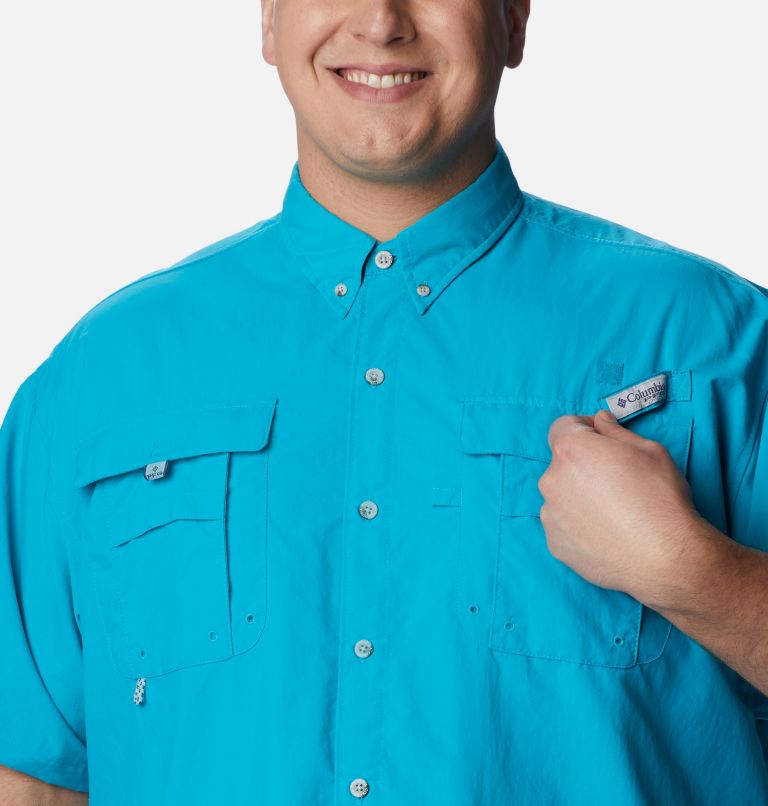 Men’s PFG Bahama II Short Sleeve Shirt - Big, Color: Ocean Teal, image 4
