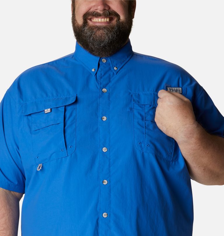 Thumbnail: Men’s PFG Bahama II Short Sleeve Shirt - Big, Color: Vivid Blue, image 4