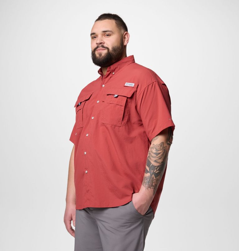Men’s PFG Bahama II Short Sleeve Shirt - Big, Color: Dusty Crimson, image 4