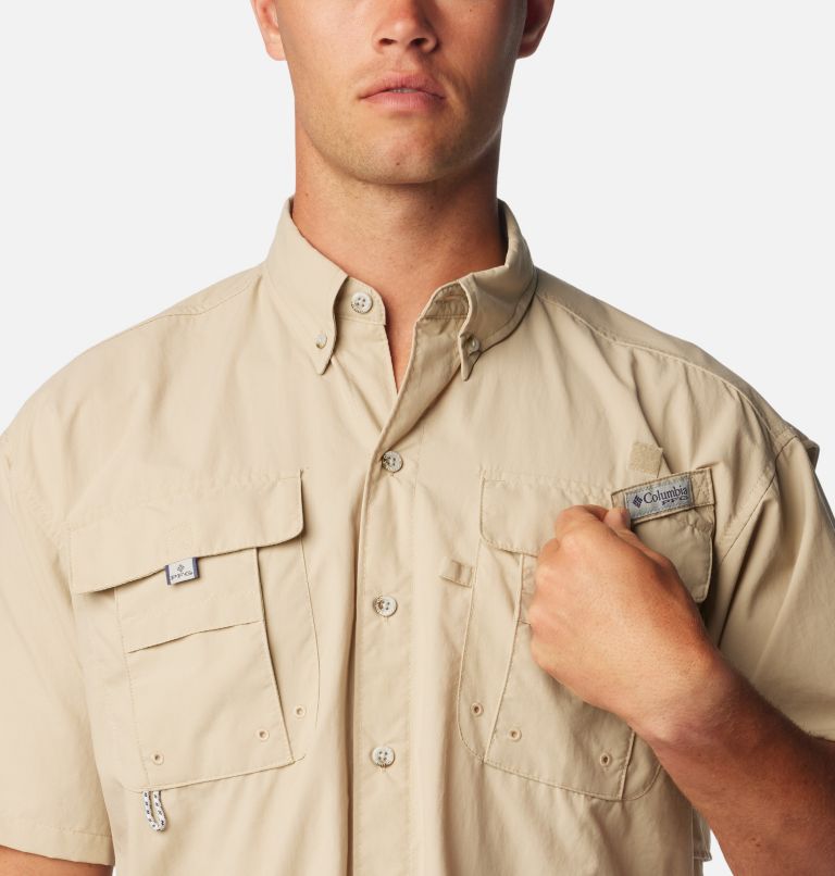 GH BASS & Co. of Maine USA SS Mens Camp / Fishing Shirt Yellow Cotton 2  Pocket