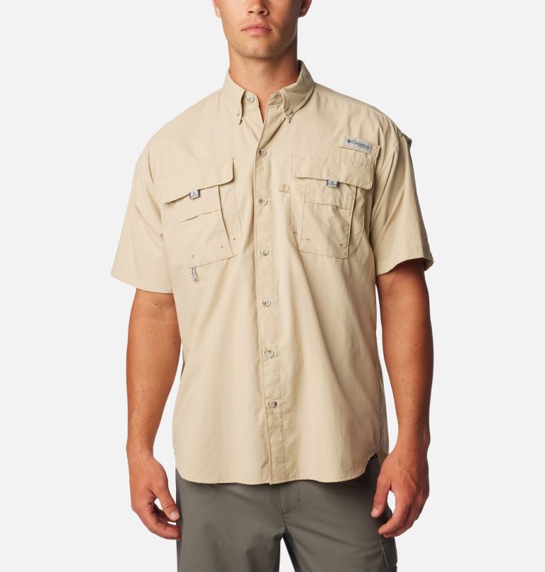 Thumbnail: Men’s PFG Bahama II Short Sleeve Shirt - Tall, Color: Fossil, image 1