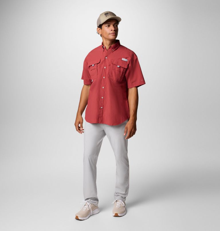 Men’s PFG Bahama II Short Sleeve Shirt - Tall, Color: Dusty Crimson, image 2