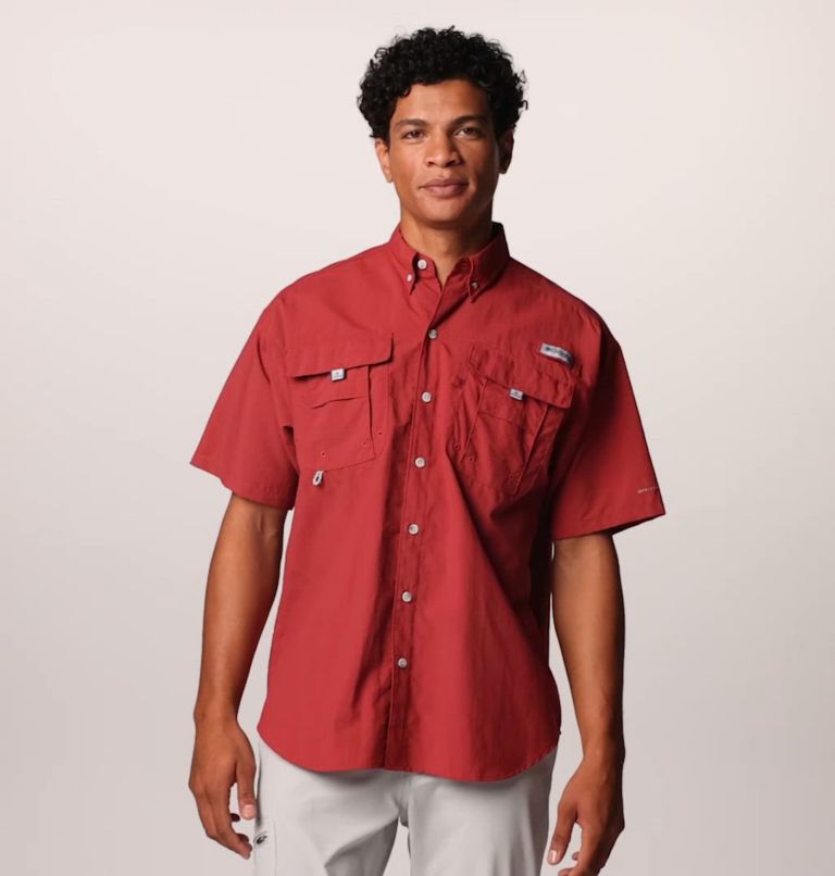 Men’s PFG Bahama II Short Sleeve Shirt - Tall, Color: Dusty Crimson