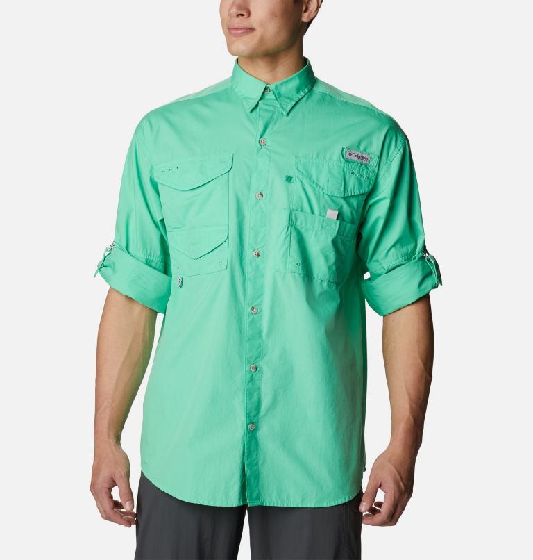 Columbia PFG Mens 2XL Bonehead Green Roll Up Long Sleeve Fishing Shirt 