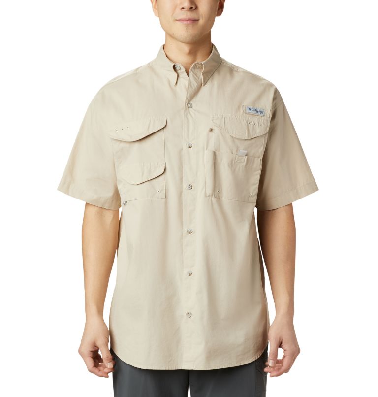Men’s PFG Bonehead Short Sleeve Shirt, Color: Fossil, image 1