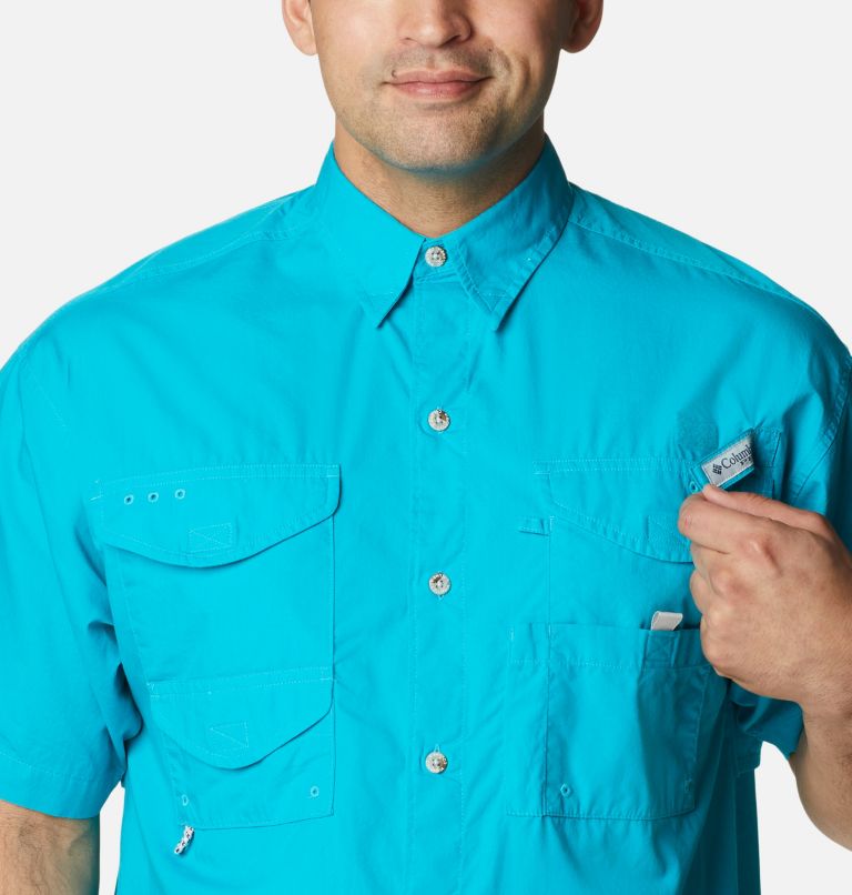 Men’s PFG Bonehead Short Sleeve Shirt - Tall, Color: Ocean Teal, image 4