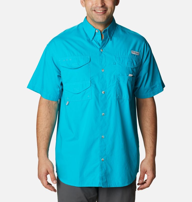 Thumbnail: Men’s PFG Bonehead Short Sleeve Shirt, Color: Ocean Teal, image 1