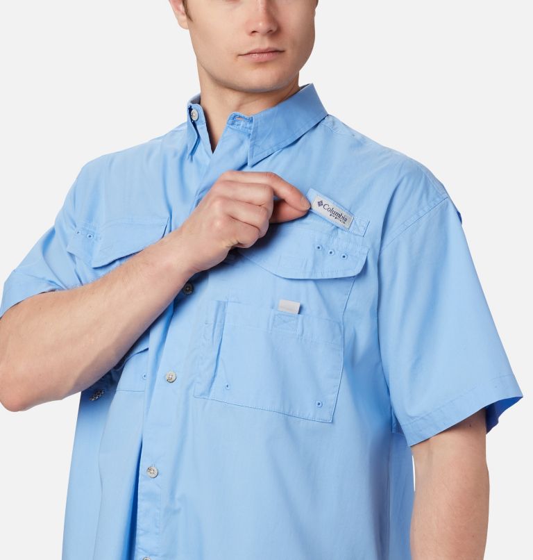 Columbia Men's PFG Blood and Guts IV Woven Short Sleeve Shirt - Tall - LT - Blue