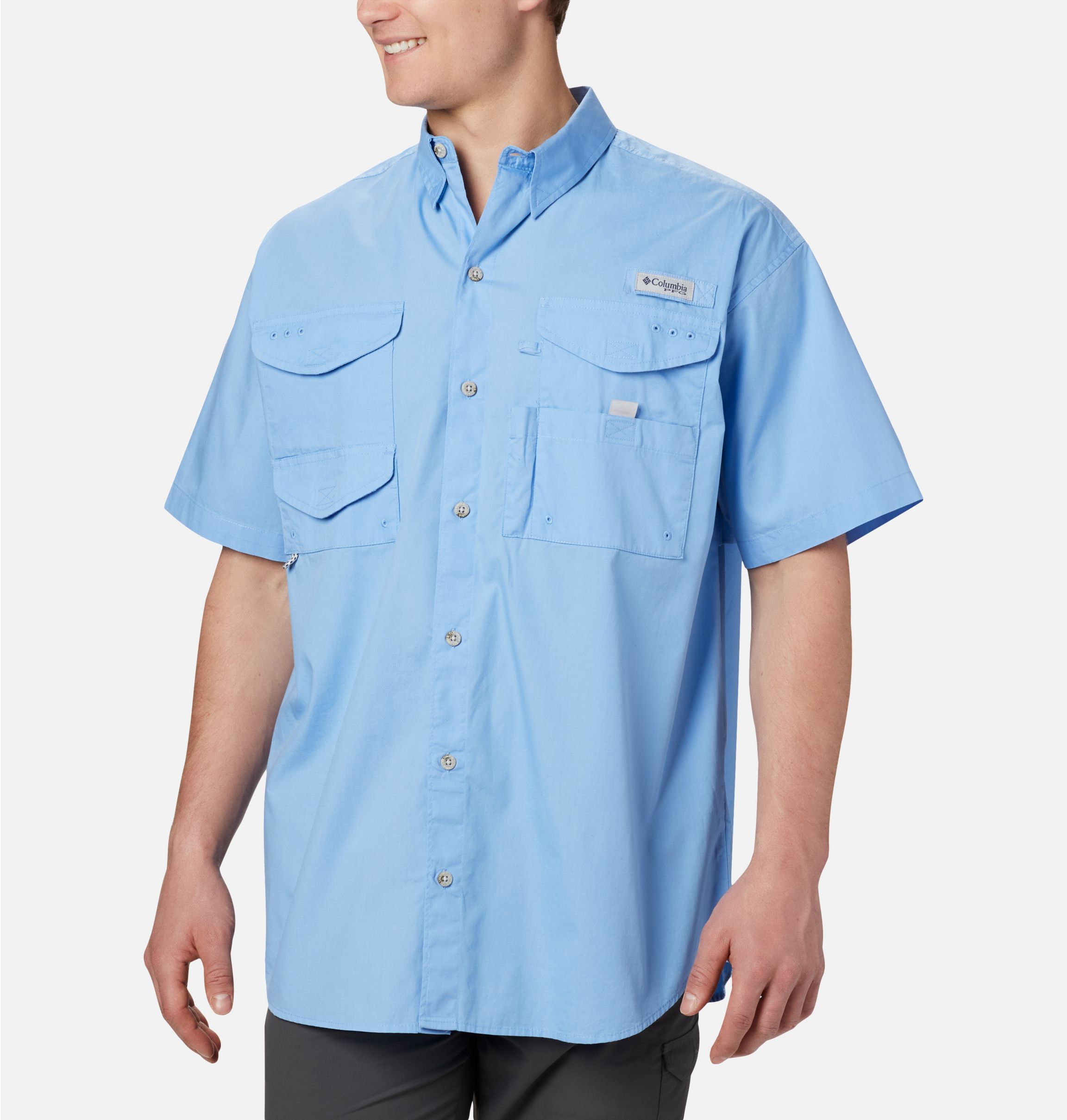 Cabelas Fishing Shirt Short Sleeve Button Up Vented Back - Mens XL