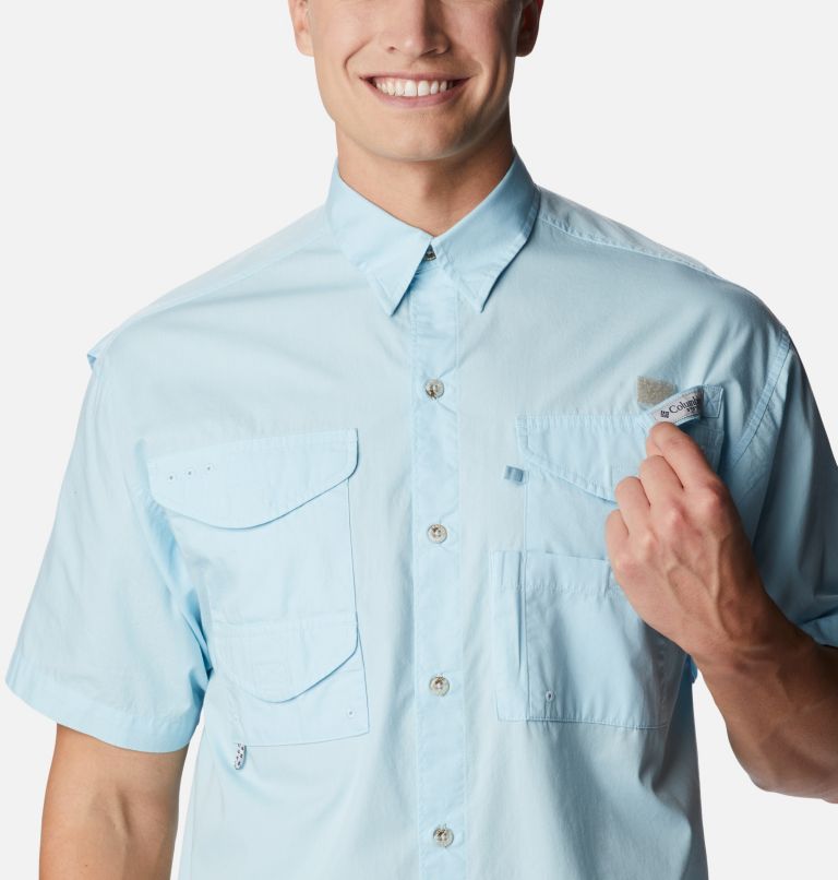 Thumbnail: Men’s PFG Bonehead Short Sleeve Shirt, Color: Spring Blue, image 4