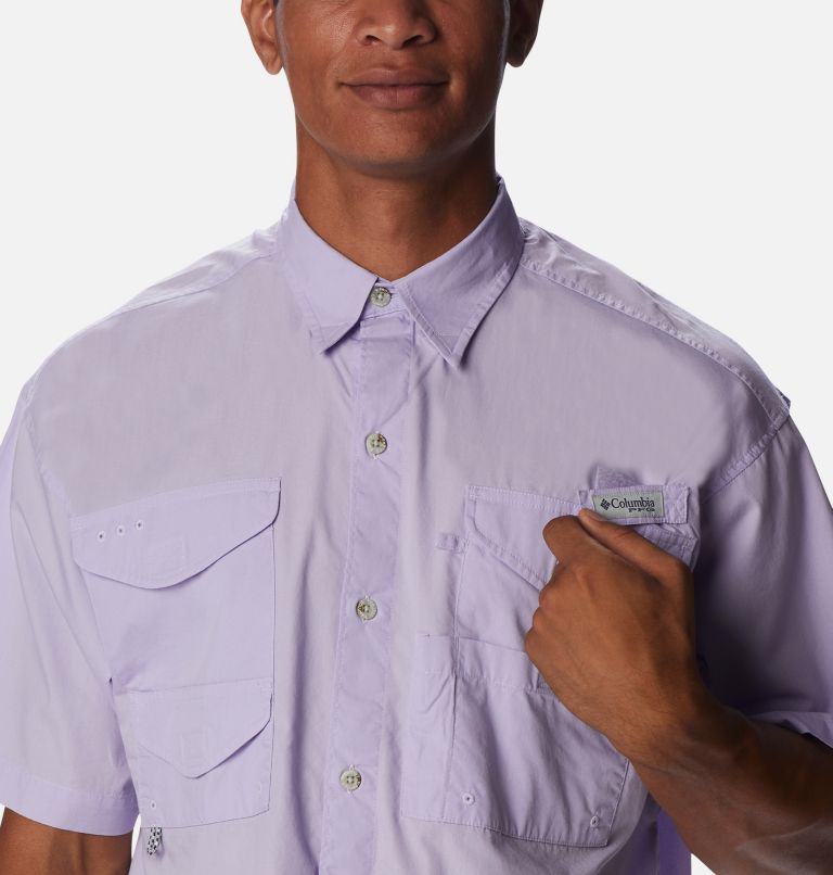 Men’s PFG Bonehead Short Sleeve Shirt, Color: Soft Violet, image 4