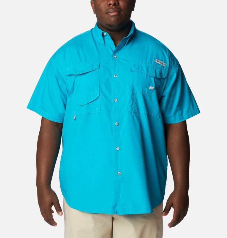 Thumbnail: Men’s PFG Bonehead Short Sleeve Shirt - Big, Color: Ocean Teal, image 1
