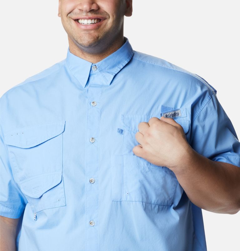 Men’s XXL/2TG Columbia PFG Short Sleeve Fishing Button Up Shirt Blue