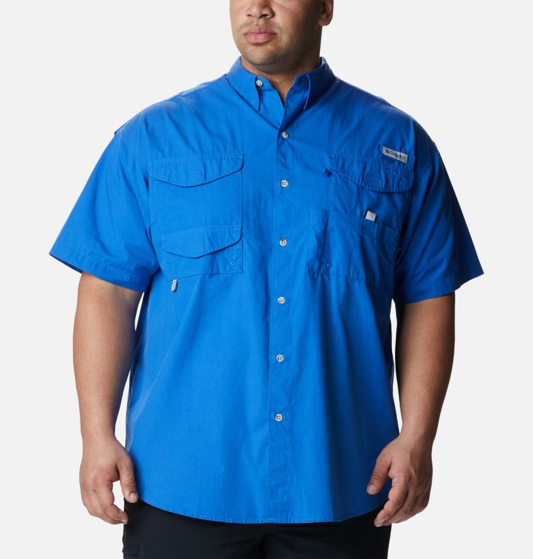 Columbia PFG Mens XXL-2TG Short Sleeve Fishing Shirt Button Up Vented Blue