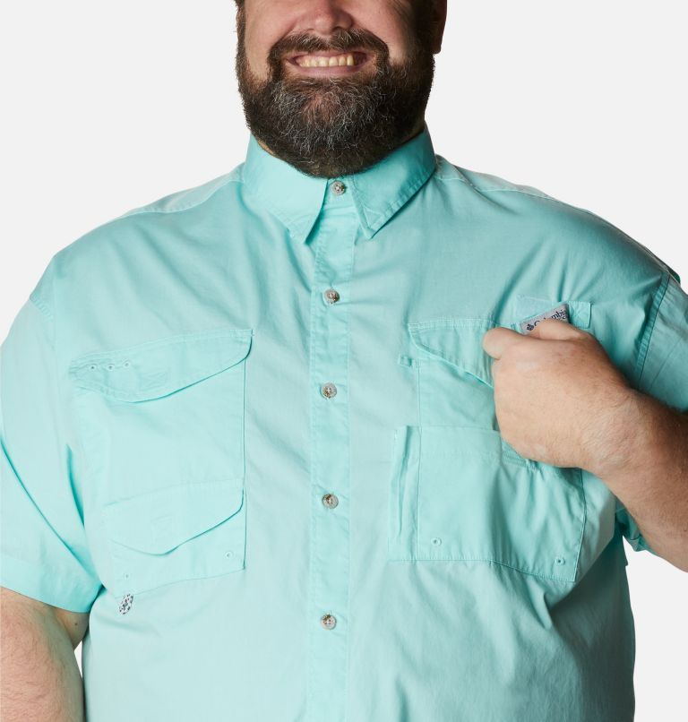 Thumbnail: Men’s PFG Bonehead Short Sleeve Shirt - Big, Color: Gulf Stream, image 4