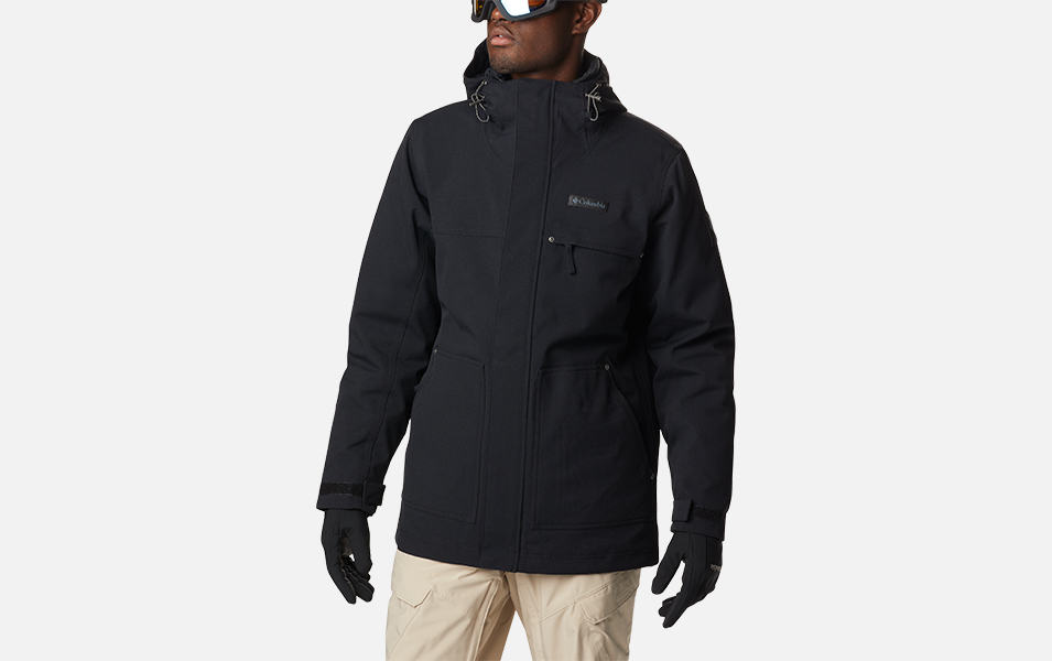 Man dressed in Catacomb Crest Interchange Ski Jacket.