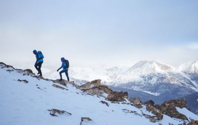 Hiking through outlet snow