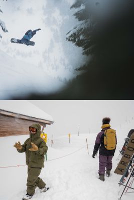 Snowboarding at the resort.