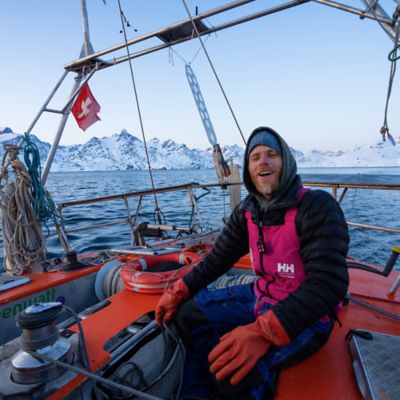 Portrait of Captain Dan on his sailboat.