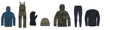Line drawings of the products featured in the Men's Sidecountry Kit