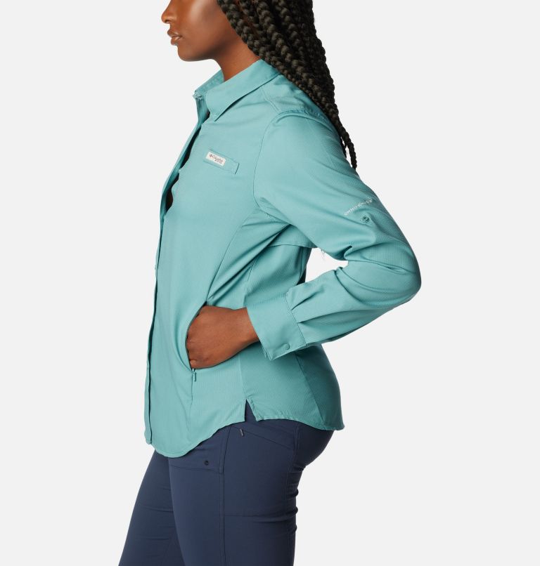 Women’s PFG Tamiami II Long Sleeve Shirt, Color: Tranquil Teal, image 3