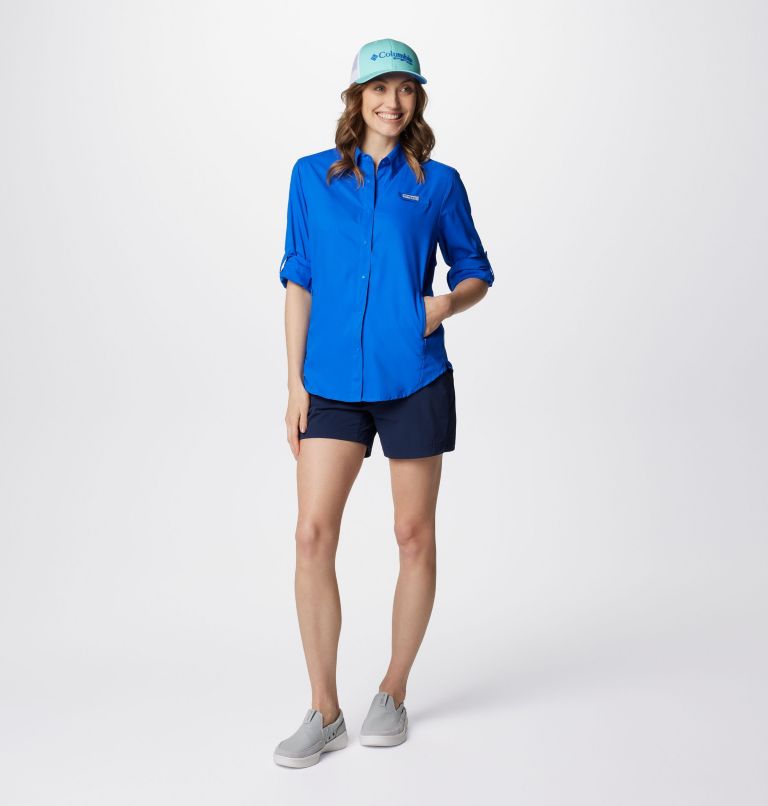 Women’s PFG Tamiami II Long Sleeve Shirt, Color: Blue Macaw, image 3