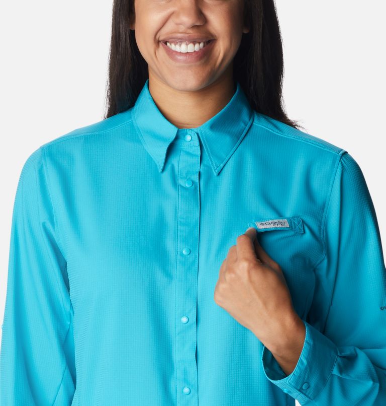 Thumbnail: Women’s PFG Tamiami II Long Sleeve Shirt, Color: Ocean Teal, image 4