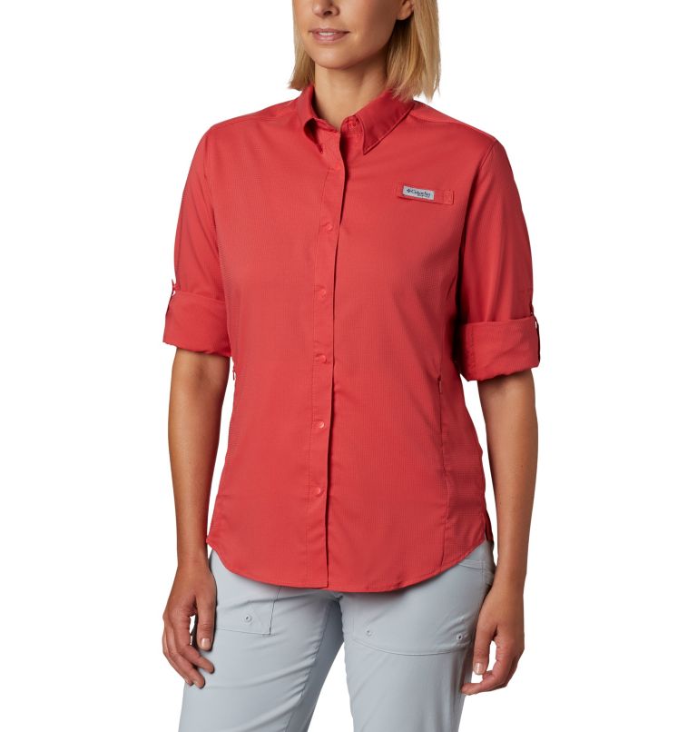 Women’s PFG Tamiami II Long Sleeve Shirt, Color: Sunset Red, image 6