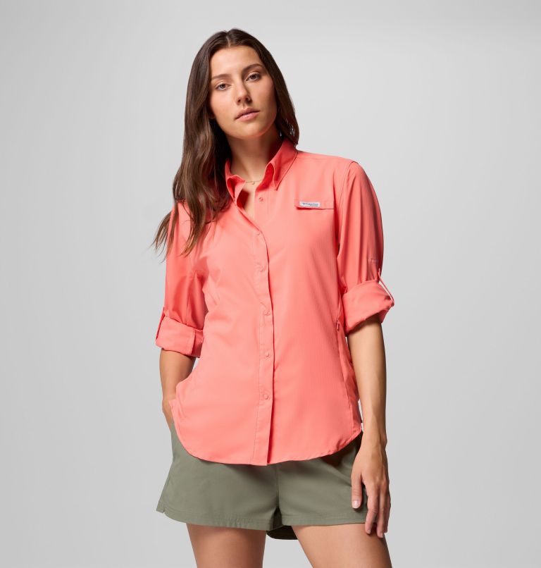 Women's PFG Tamiami II Long Sleeve Shirt, Color: Melonade, image 7