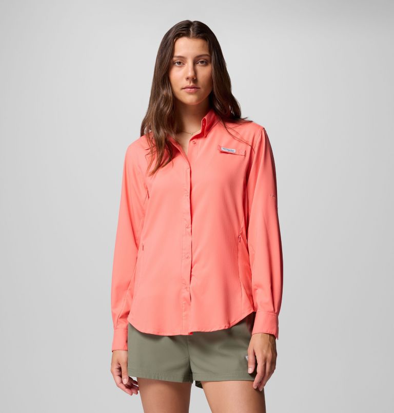 Women's PFG Tamiami II Long Sleeve Shirt, Color: Melonade, image 1