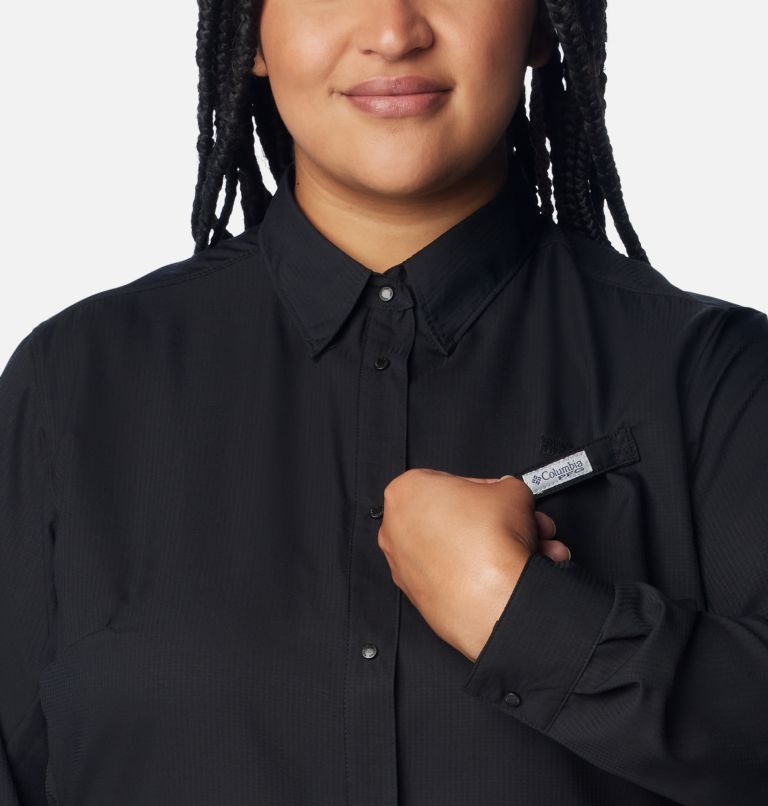 Women's PFG Tamiami II Long Sleeve Shirt - Plus Size, Color: Black, image 4