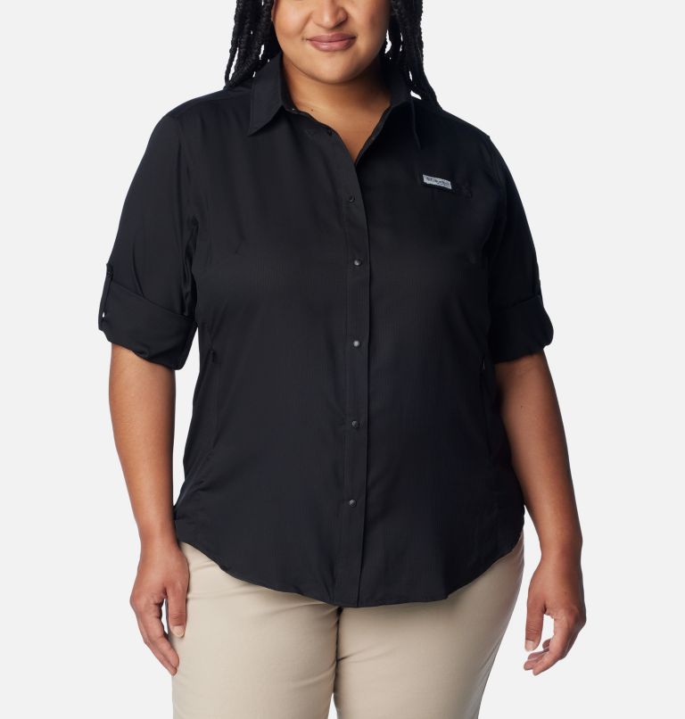 Women's PFG Tamiami II Long Sleeve Shirt - Plus Size, Color: Black, image 6