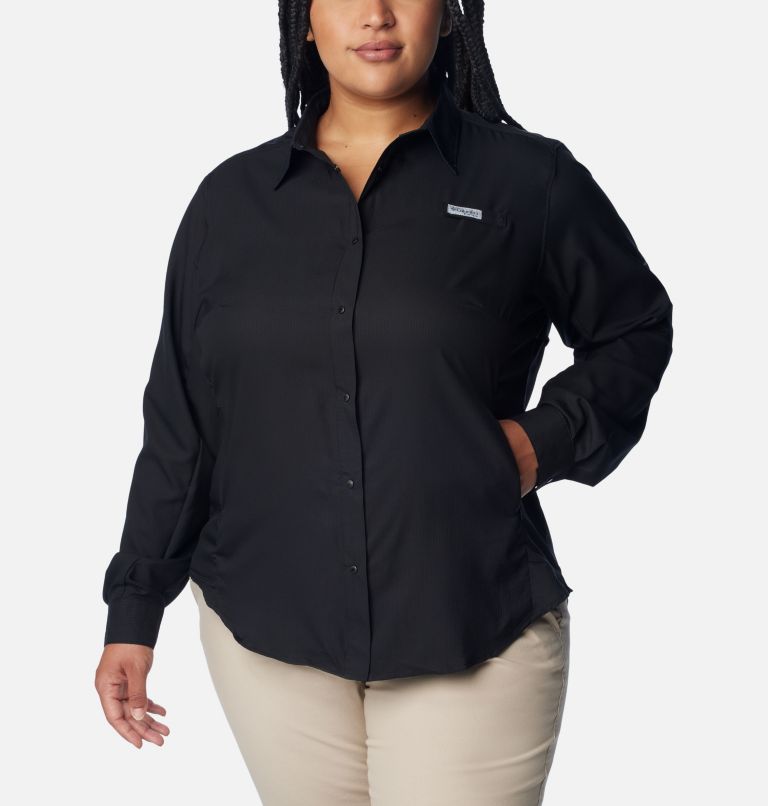 Thumbnail: Women’s PFG Tamiami II Long Sleeve Shirt - Plus Size, Color: Black, image 1
