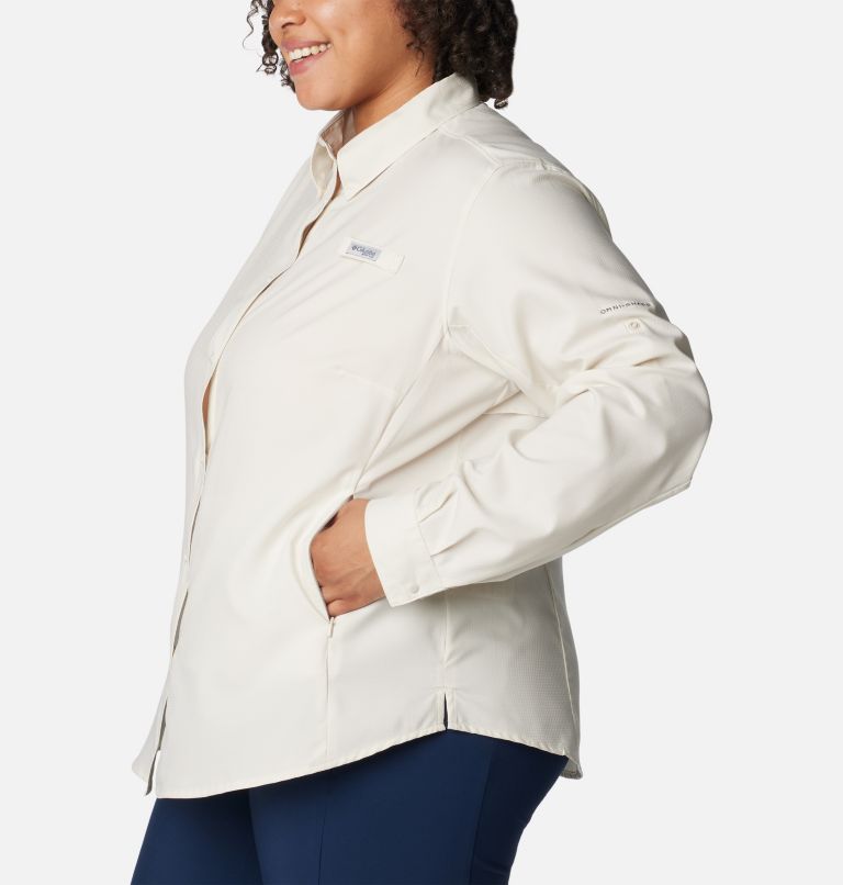Women’s PFG Tamiami II Long Sleeve Shirt - Plus Size, Color: Stone, image 3