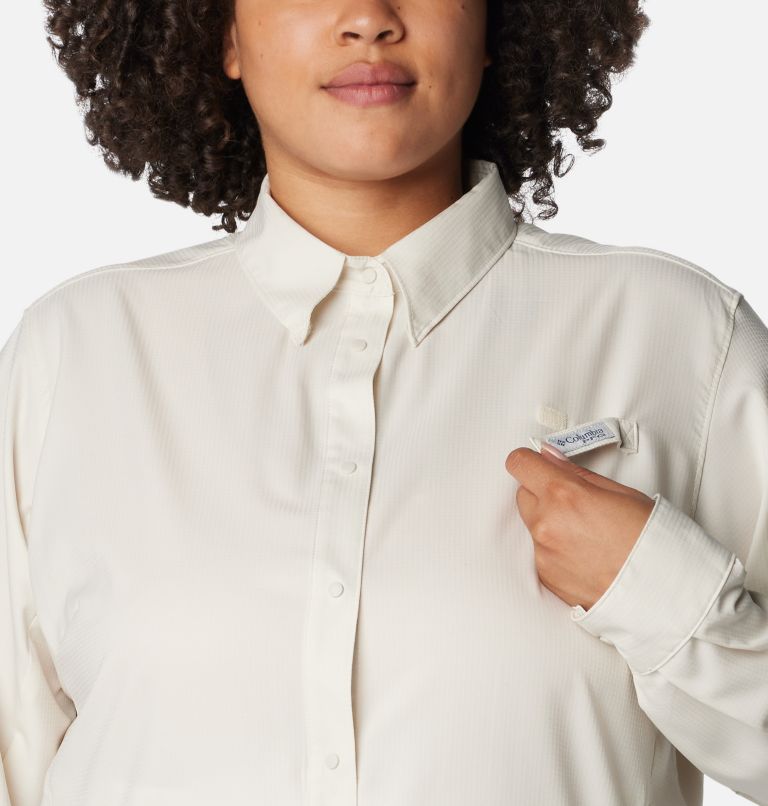 Women’s PFG Tamiami II Long Sleeve Shirt - Plus Size, Color: Stone, image 4