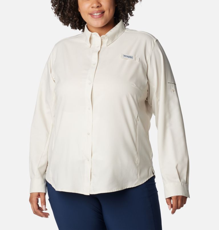 Thumbnail: Women’s PFG Tamiami II Long Sleeve Shirt - Plus Size, Color: Stone, image 1