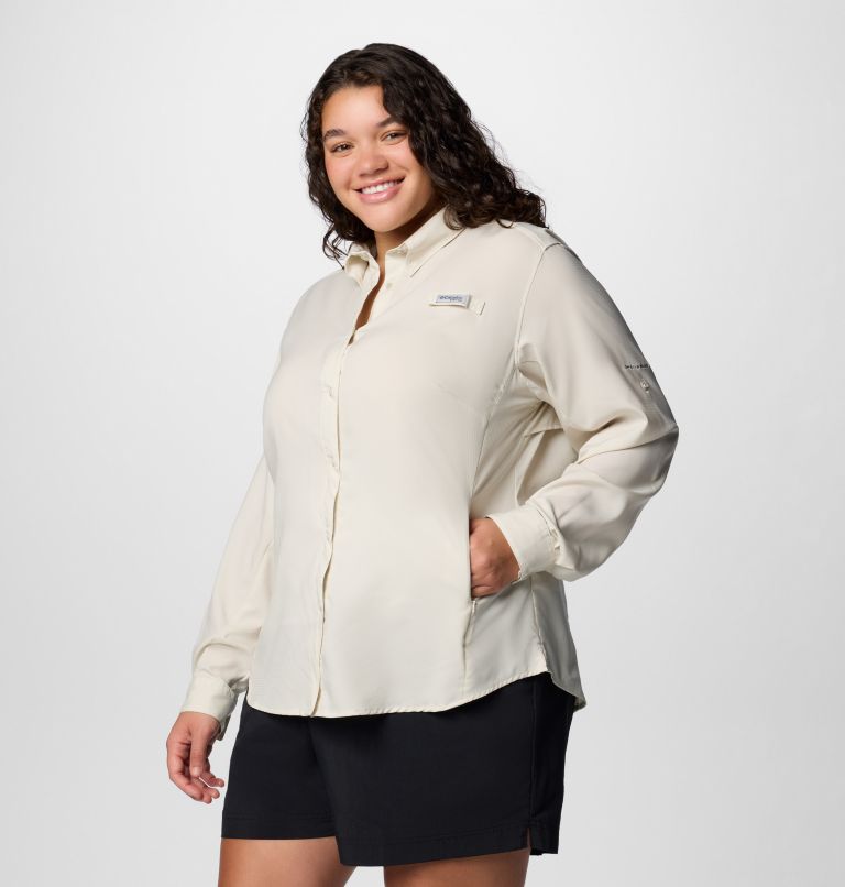 Women's PFG Tamiami II Long Sleeve Shirt - Plus Size, Color: Stone, image 4