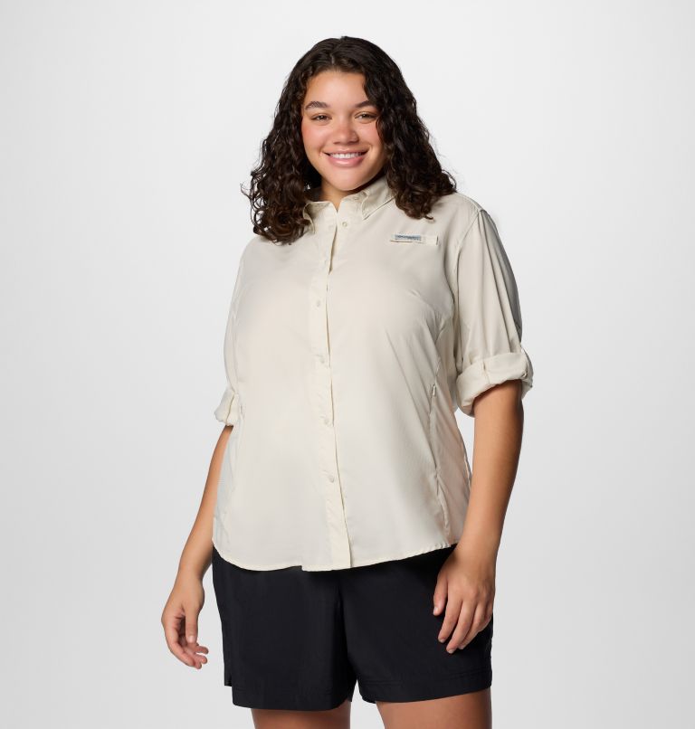 Women's PFG Tamiami II Long Sleeve Shirt - Plus Size, Color: Stone, image 7