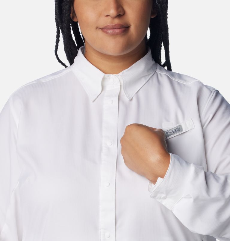 Women’s PFG Tamiami II Long Sleeve Shirt - Plus Size, Color: White, image 4