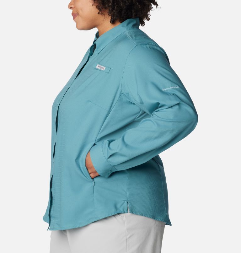 Columbia PFG Snap Front Fishing Shirt Women's Plus Size 3X Blue