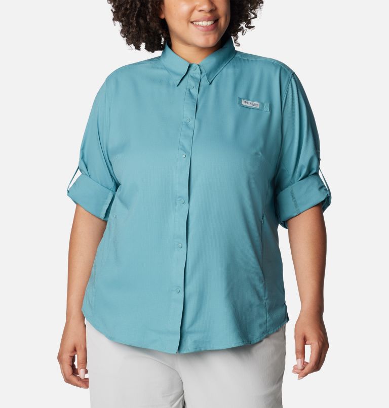 Thumbnail: Chemise à manches longues PFG Tamiami II pour femme - Grandes tailles, Color: Tranquil Teal, image 6