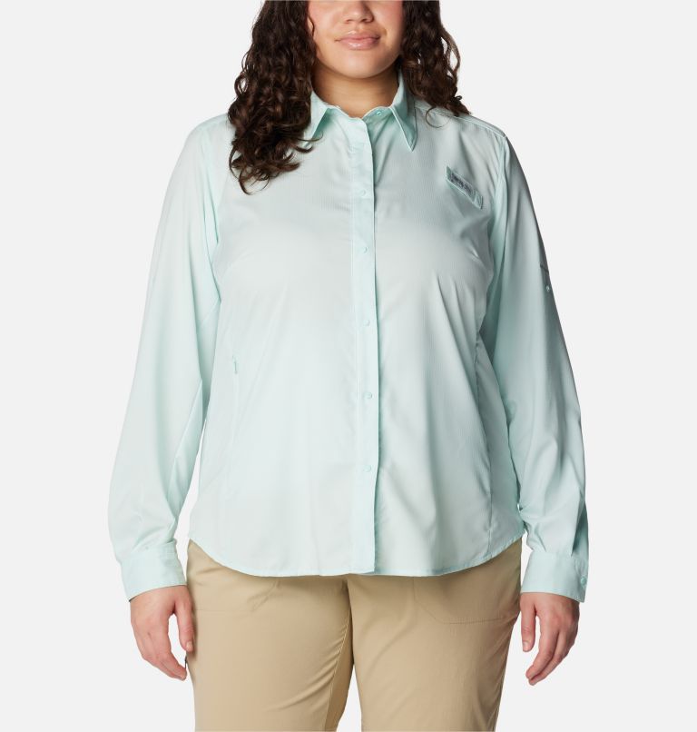 Columbia Women's Plus Size PFG Tamiami II UPF 40 Long Sleeve Fishing Shirt,  Light Lime, 1X